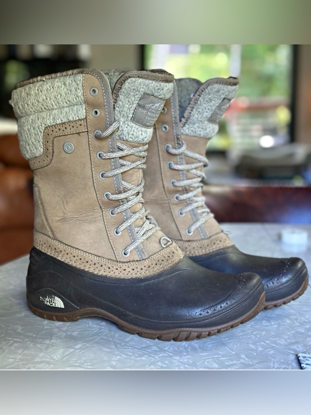 The North Face Shellista Lace Luxe Boots Womens 8 Waterproof Winter Snow Taupe